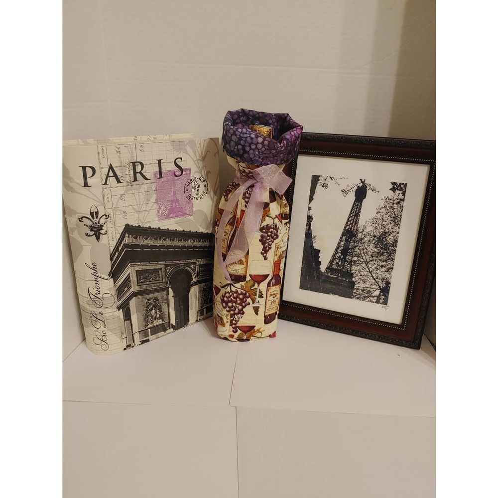 🐸Wine gift bag handmade set of two wine grape theme